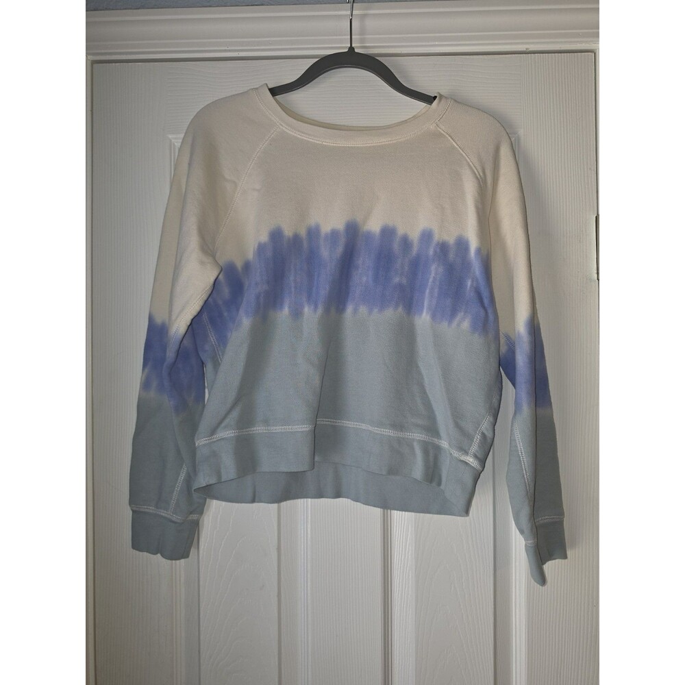 Rails Women Theo Sweatshirt Ocean TieDye Relaxed Crewneck Pullover Blue Ivory S